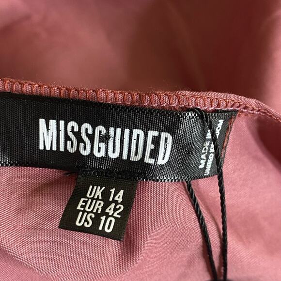 Missguided V-Neck Frill Waist Smock Dress in Dark Pink Women's Size US 10 New - Picture 7 of 10